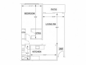 1 Bedroom 775sf floor plan